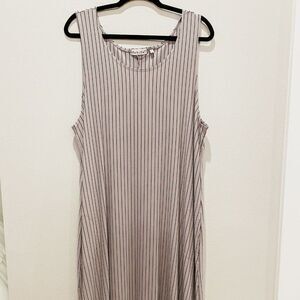 NWOT Habitat Comfy Lagenlook Gray and Black Pinstripe Tank Top Dress, Size XL